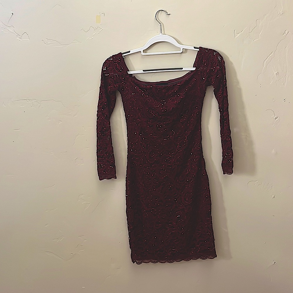 Sequin mini maroon Party dress